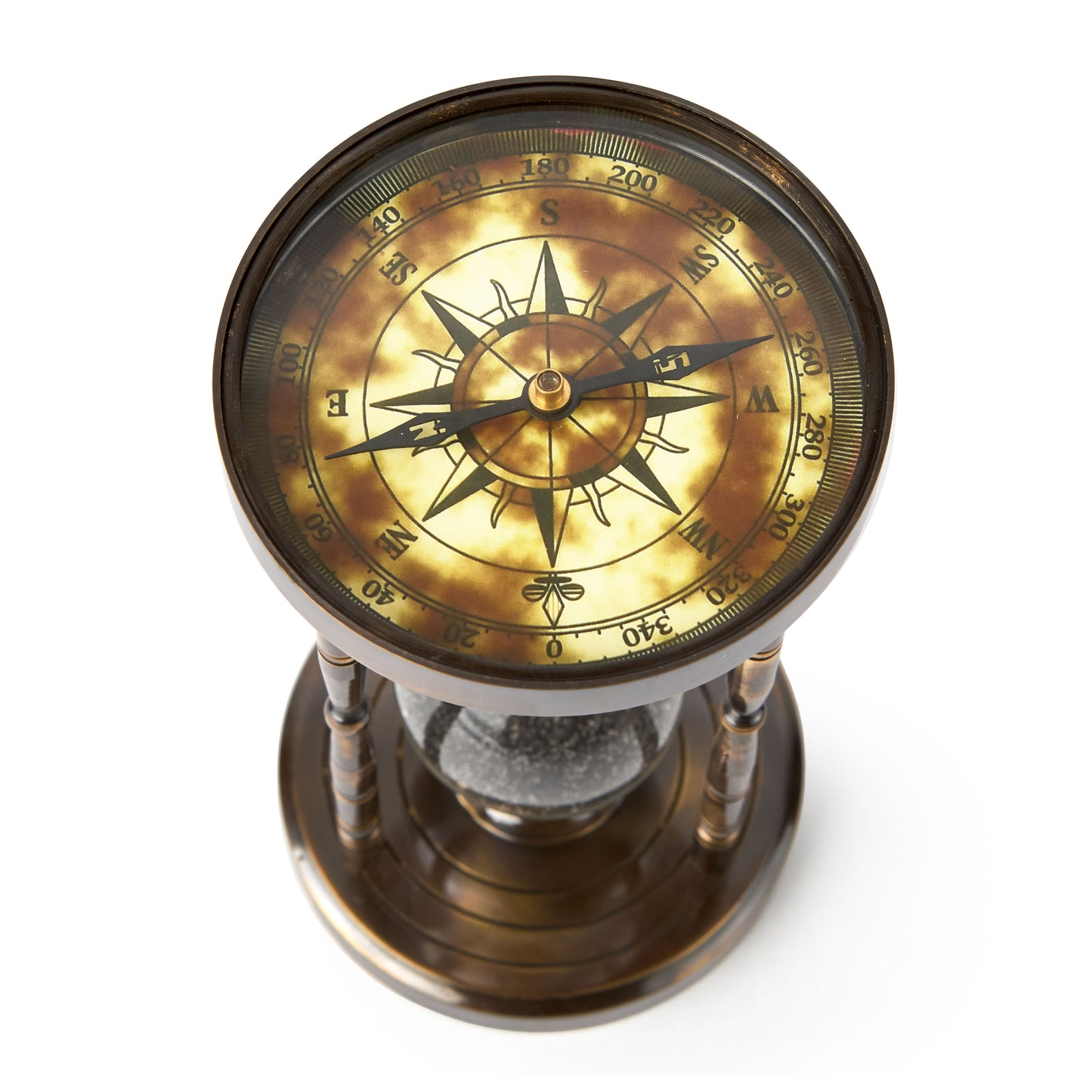 Antique-Style Sand Timer with Functional Compass – Perfect for Collectors & Gifting
