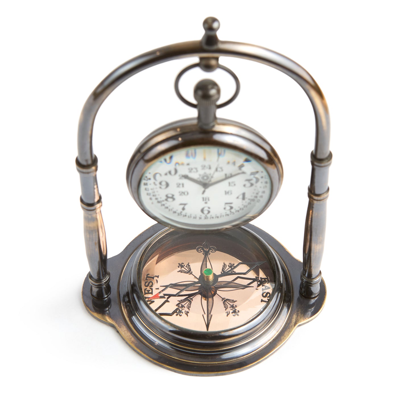 Classic Victorian Desk Clock with Built-In Compass – Perfect Gift for History Lovers & Collectors