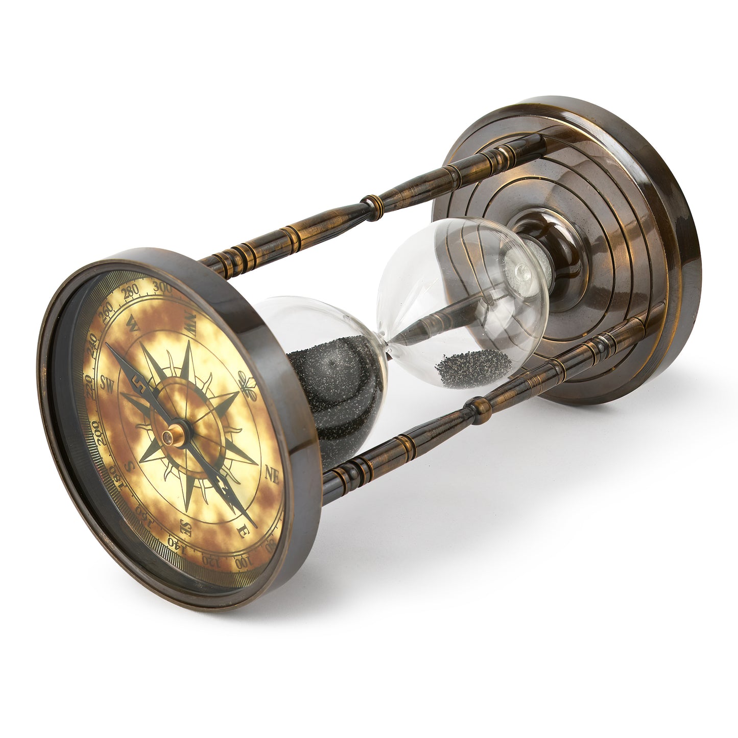 Antique-Style Sand Timer with Functional Compass – Perfect for Collectors & Gifting
