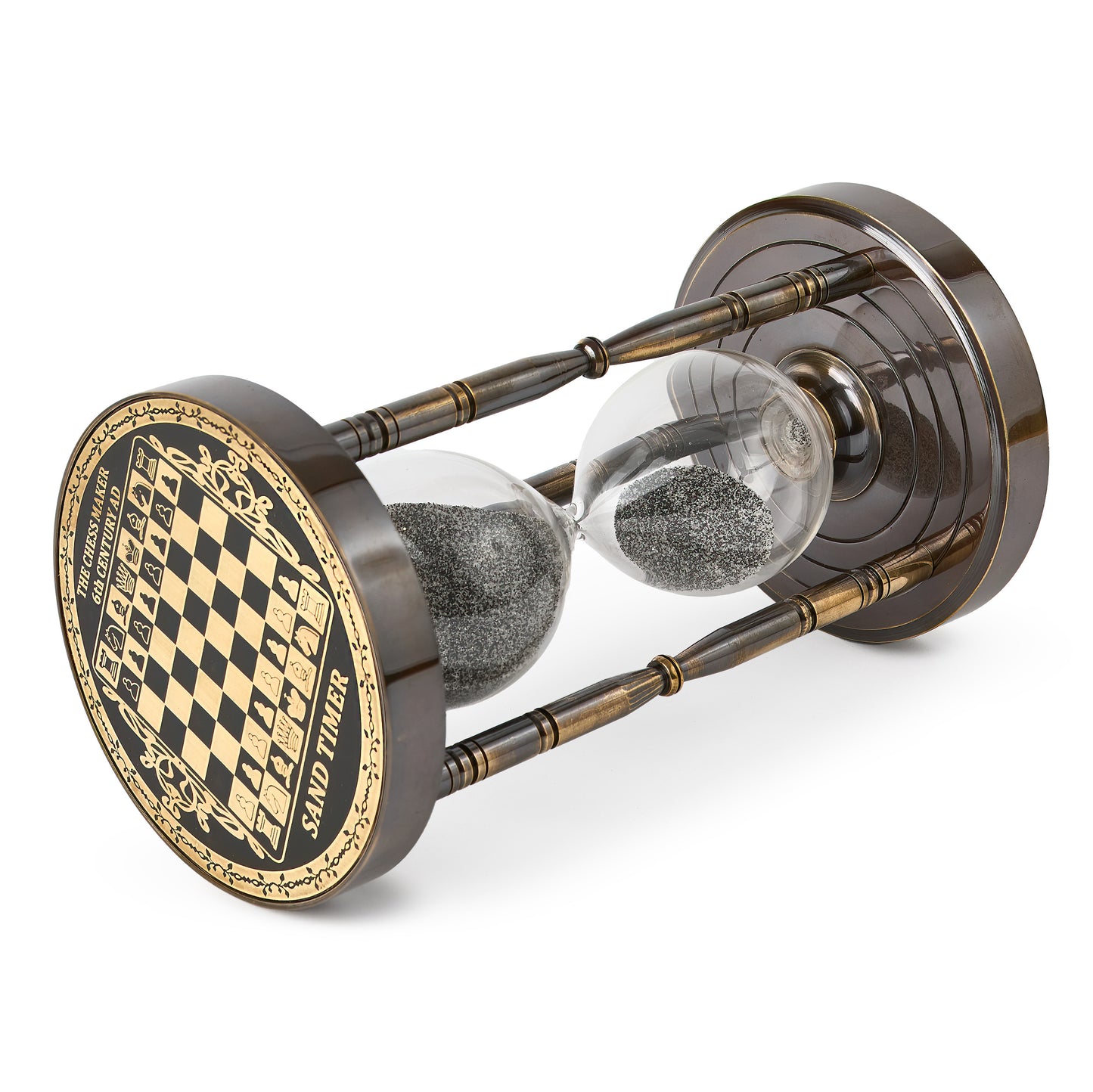 Solid Brass Sand Timer with Chess Design – A Unique Vintage Accent for Home & Office