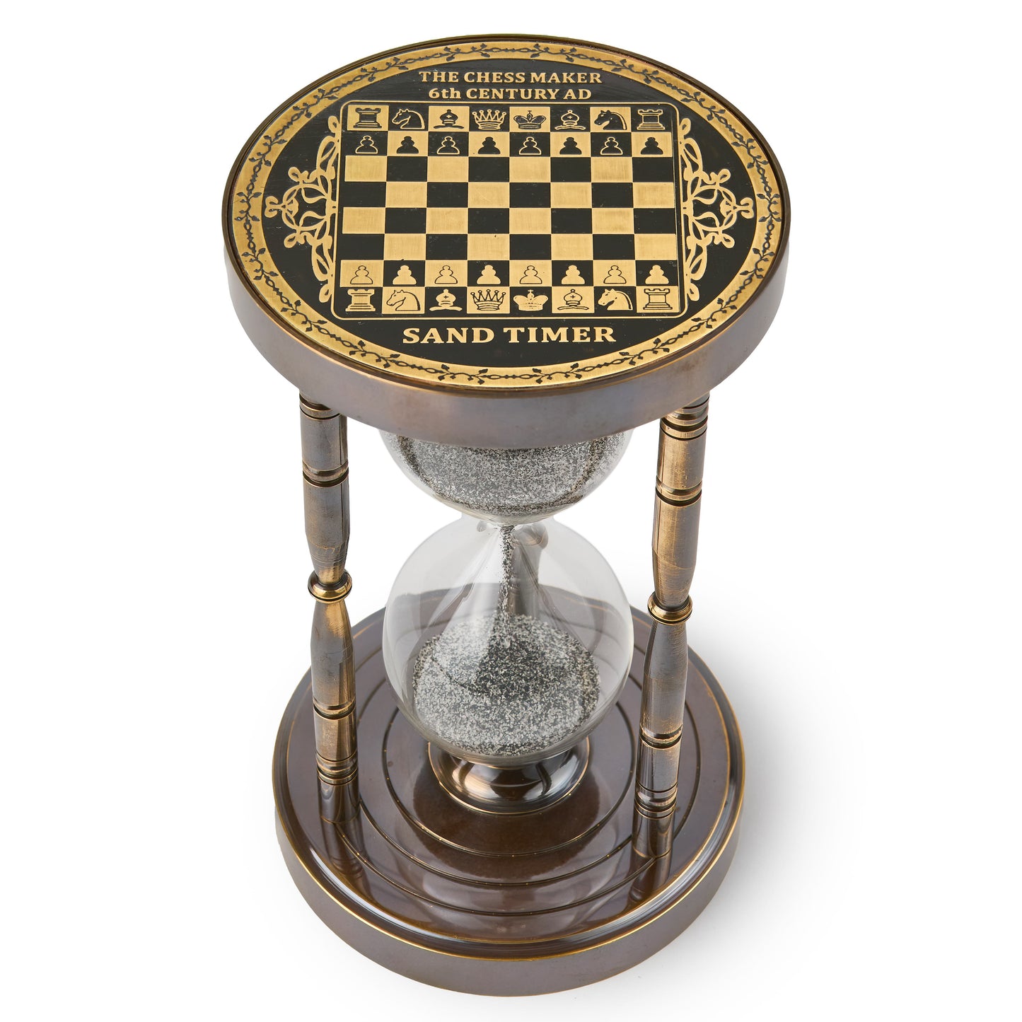 Solid Brass Sand Timer with Chess Design – A Unique Vintage Accent for Home & Office