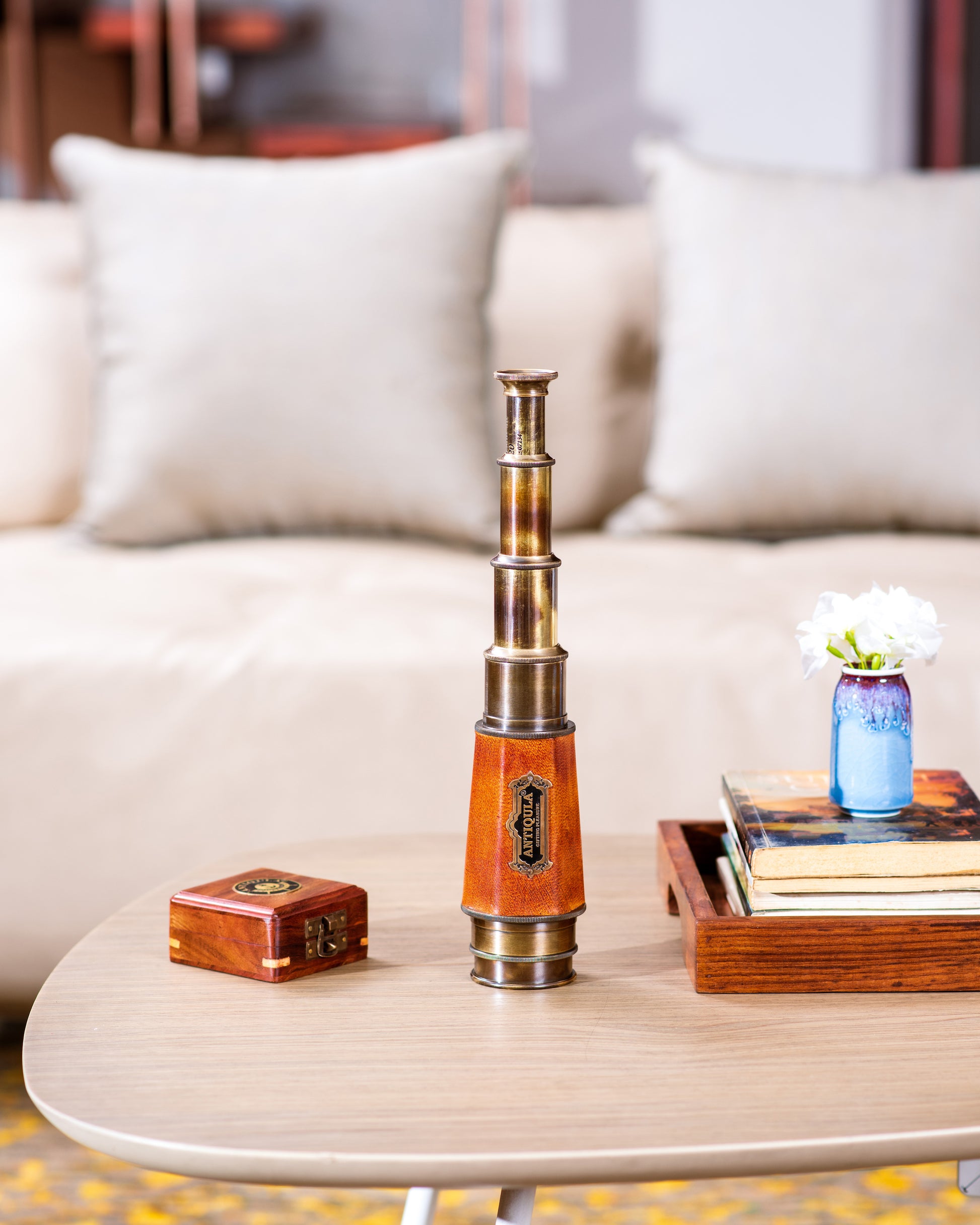 Vintage Brass Powerful Hexagonal Telescope with Gift Box