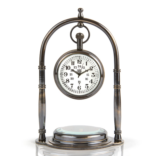 Classic Victorian Desk Clock with Built-In Compass – Perfect Gift for History Lovers & Collectors